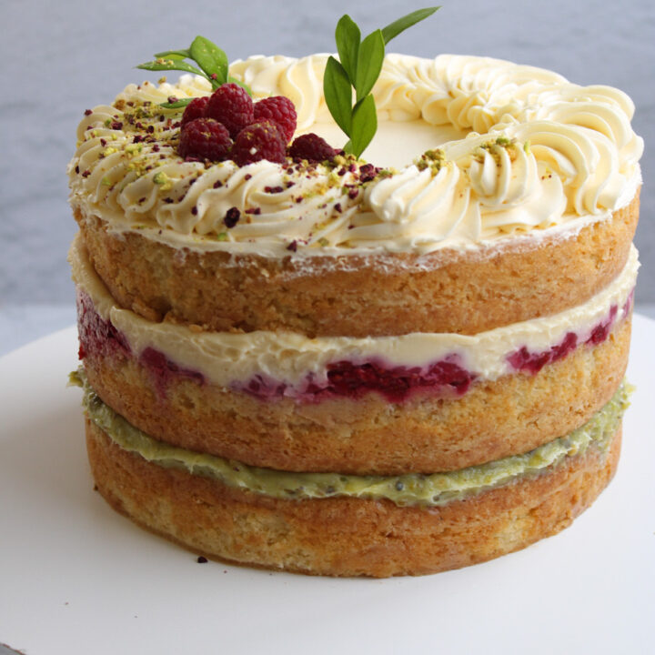 Torta de Frambuesa, Pistacho y Nido